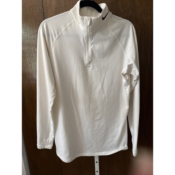 NIKE PRO COMBAT 1/4 Zip Fleece Women XL Dri Fit Sweater Thumbhole Training Gear - Picture 1 of 5